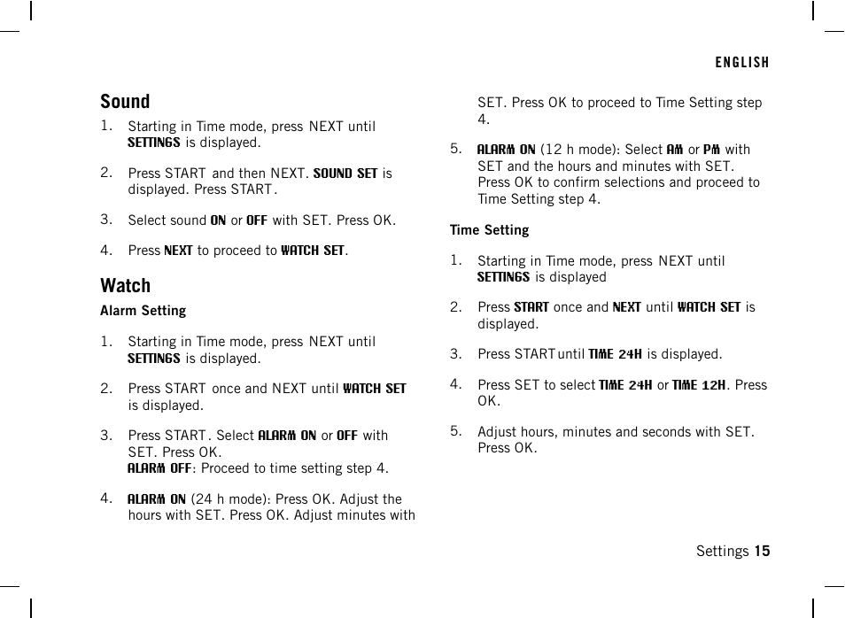 Sound, Watch | POLAR F4 User Manual | Page 15 / 25