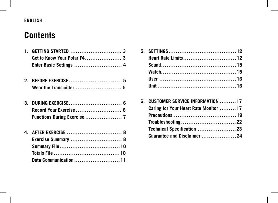 POLAR F4 User Manual | Page 2 / 25