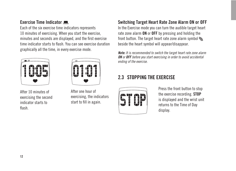 3 stopping the exercise | POLAR FS3 User Manual | Page 11 / 25