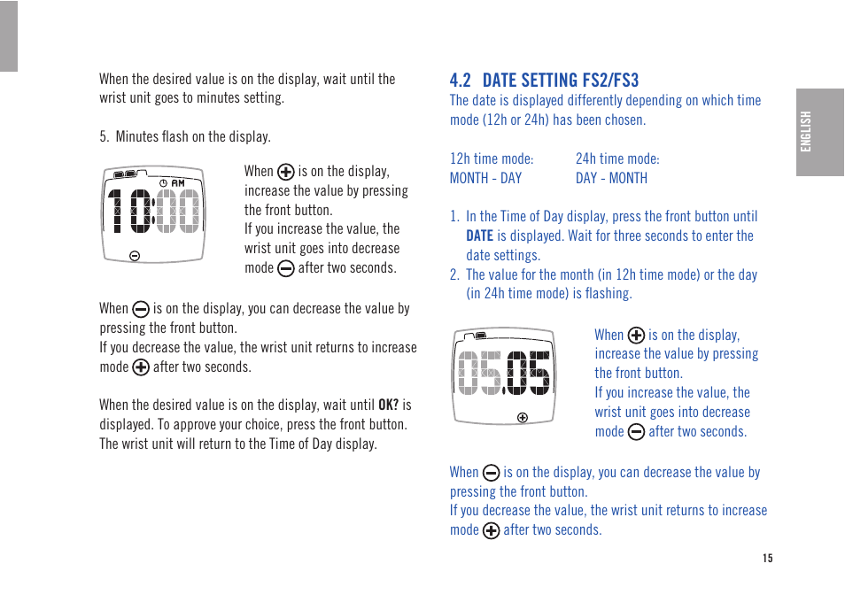 2 date setting fs2/fs3 | POLAR FS3 User Manual | Page 14 / 25