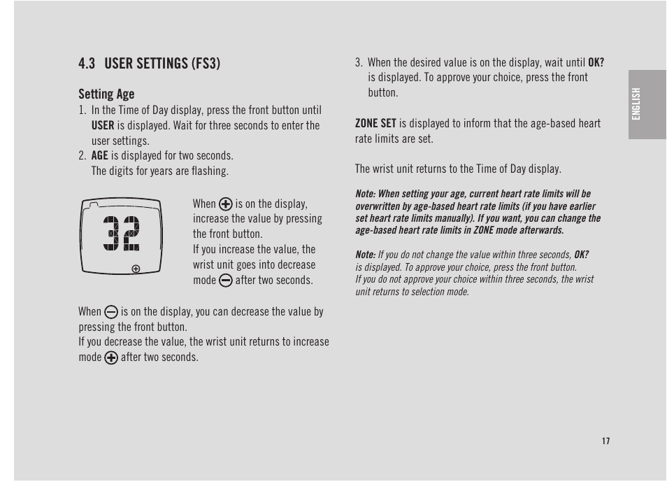 3 user settings (fs3) | POLAR FS3 User Manual | Page 16 / 25