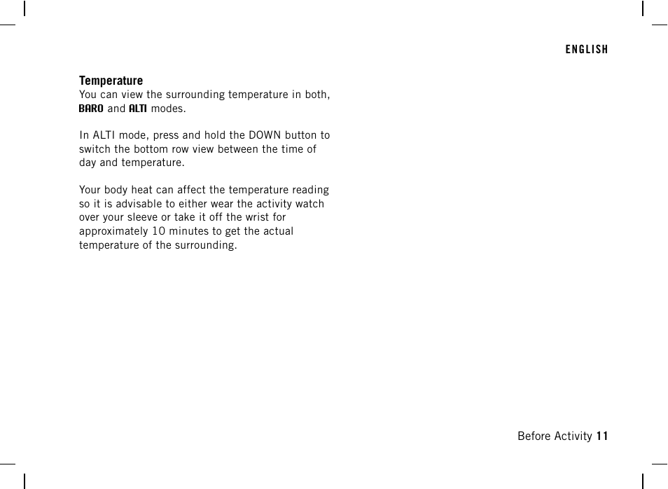 Temperature | POLAR AW200 User Manual | Page 11 / 44