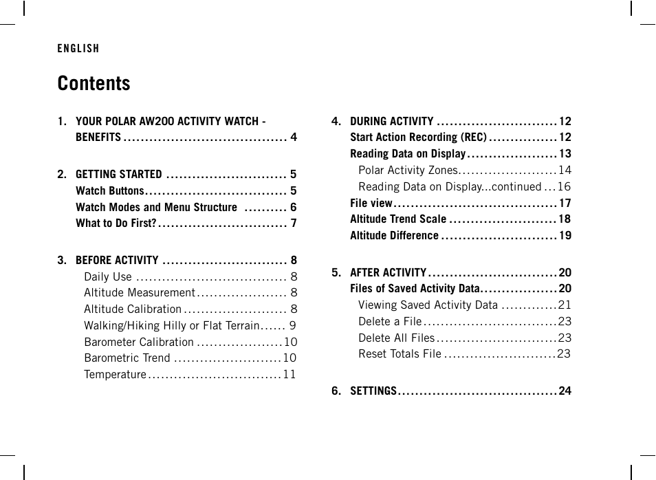 POLAR AW200 User Manual | Page 2 / 44