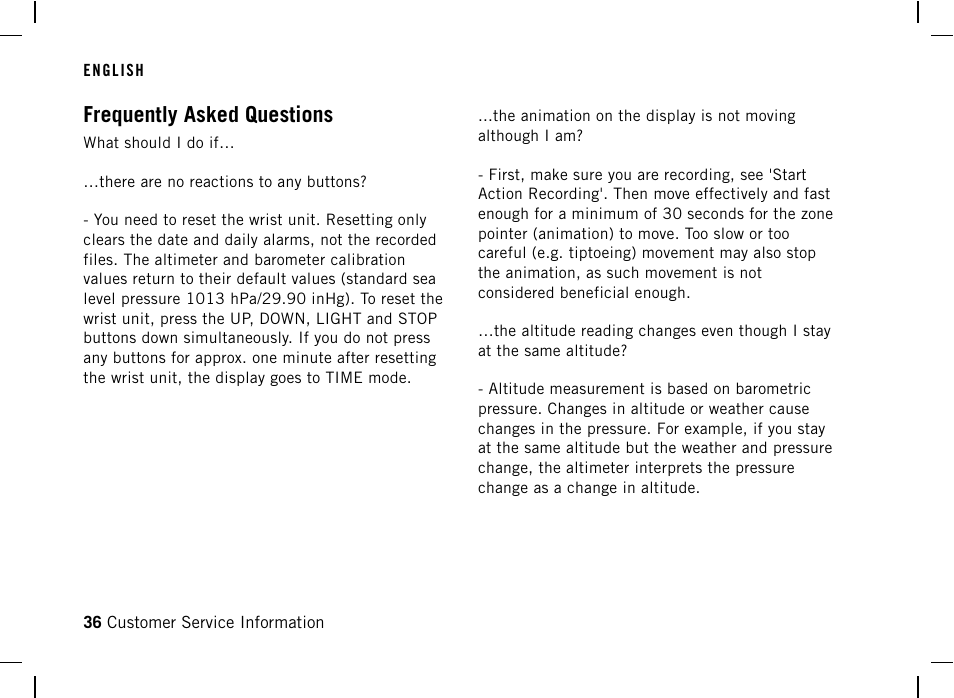 Frequently asked questions | POLAR AW200 User Manual | Page 36 / 44