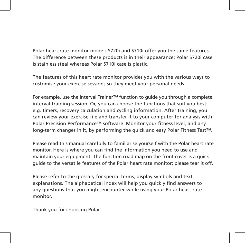 POLAR S720i User Manual | Page 3 / 122