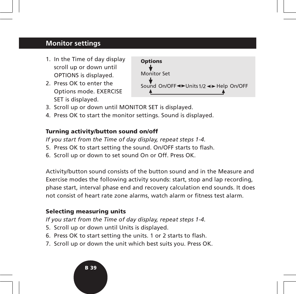 Monitor settings | POLAR S720i User Manual | Page 41 / 122