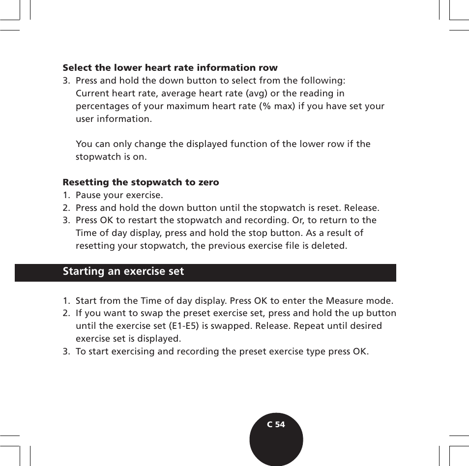 Starting an exercise set | POLAR S720i User Manual | Page 56 / 122