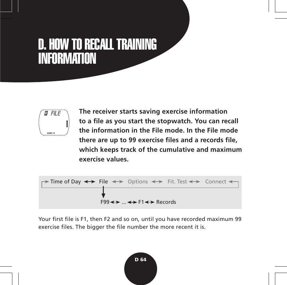 D. how to recall training information | POLAR S720i User Manual | Page 66 / 122