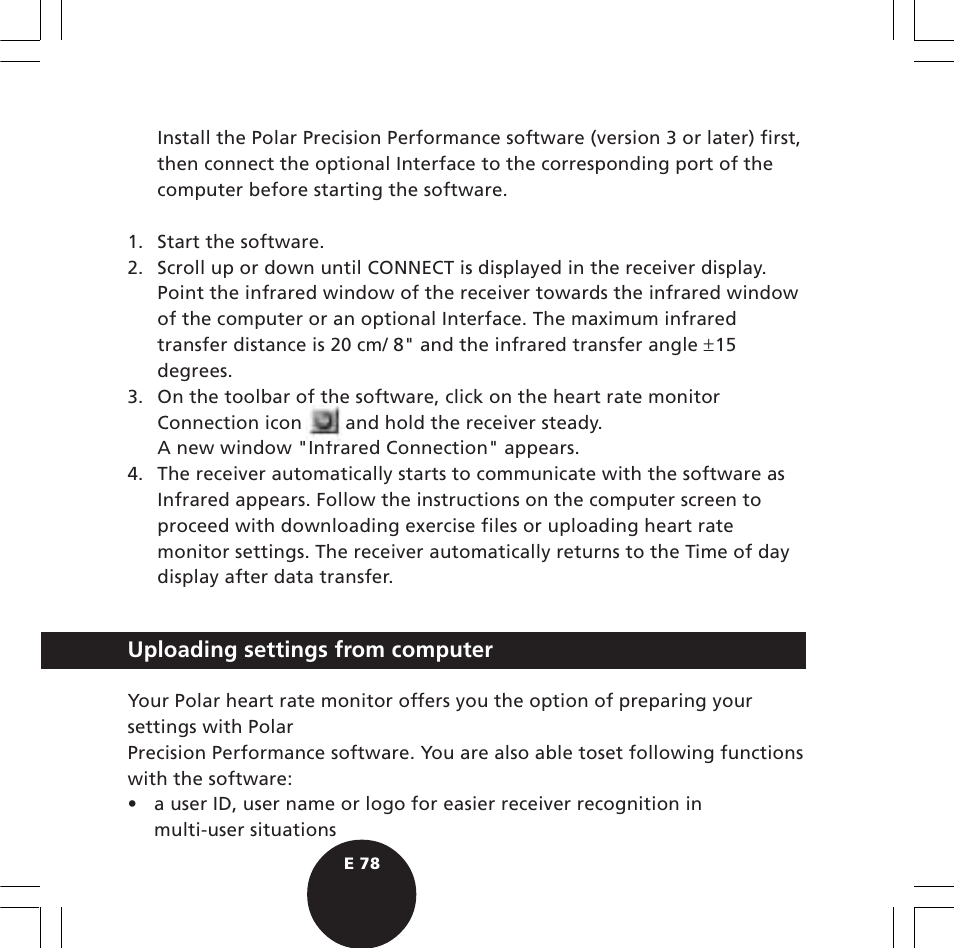 Uploading settings from computer | POLAR S720i User Manual | Page 80 / 122