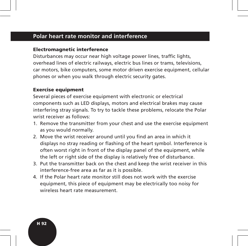 Polar heart rate monitor and interference | POLAR S720i User Manual | Page 94 / 122