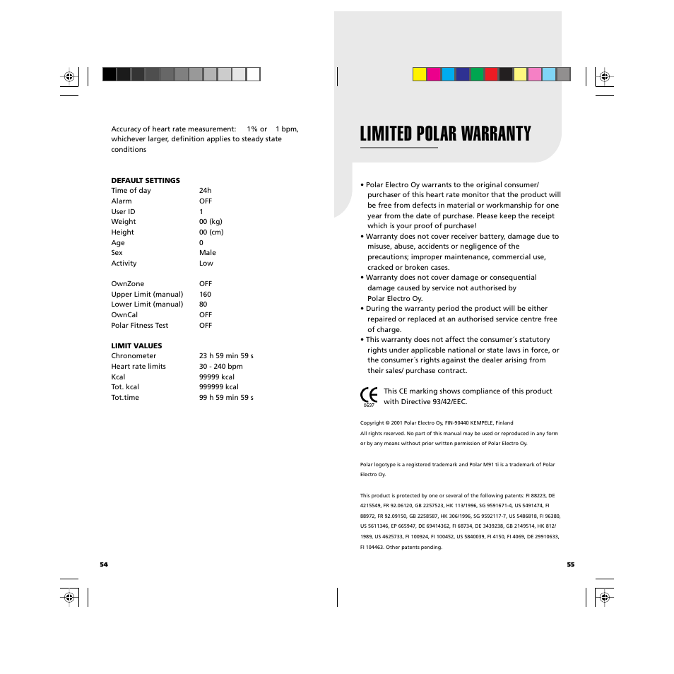 Limited polar warranty | POLAR GBR User Manual | Page 29 / 33