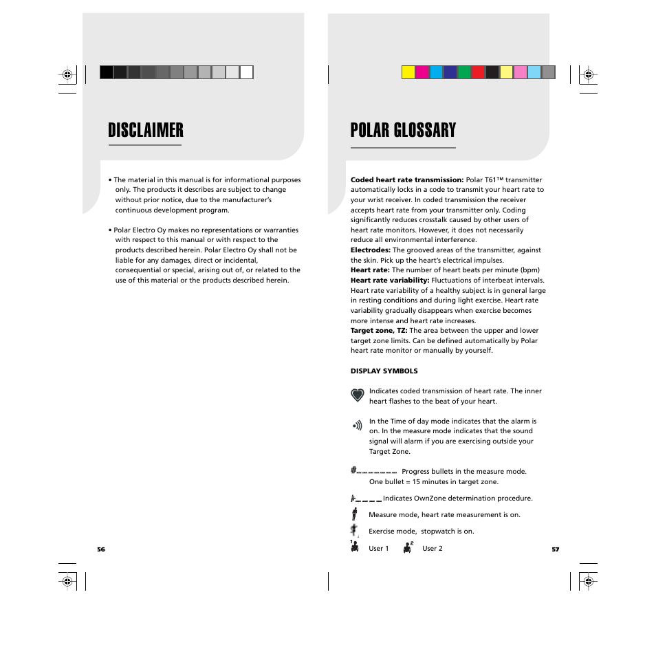 Polar glossary, Disclaimer | POLAR GBR User Manual | Page 30 / 33