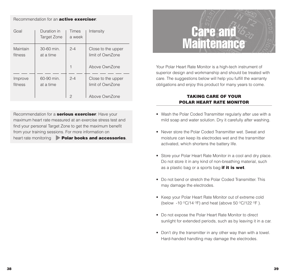 Care and maintenance | POLAR SMARTEDGE User Manual | Page 21 / 29