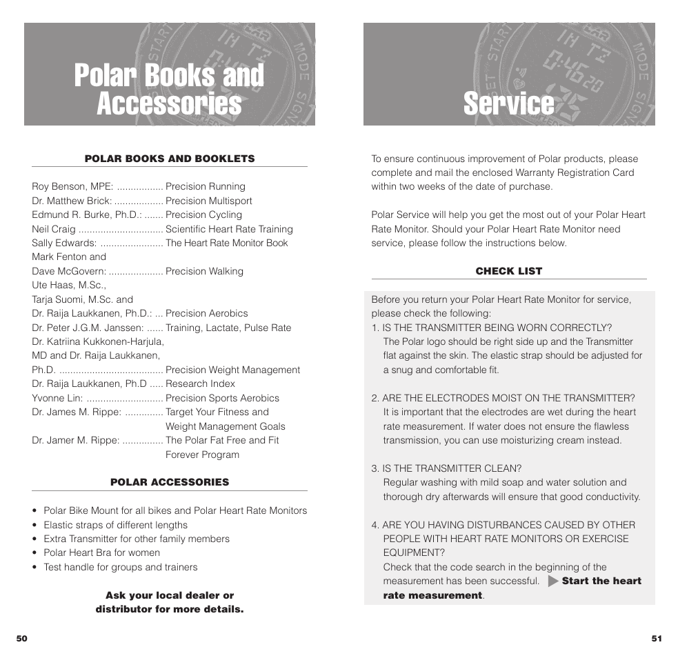 Service, Polar books and accessories | POLAR SMARTEDGE User Manual | Page 27 / 29