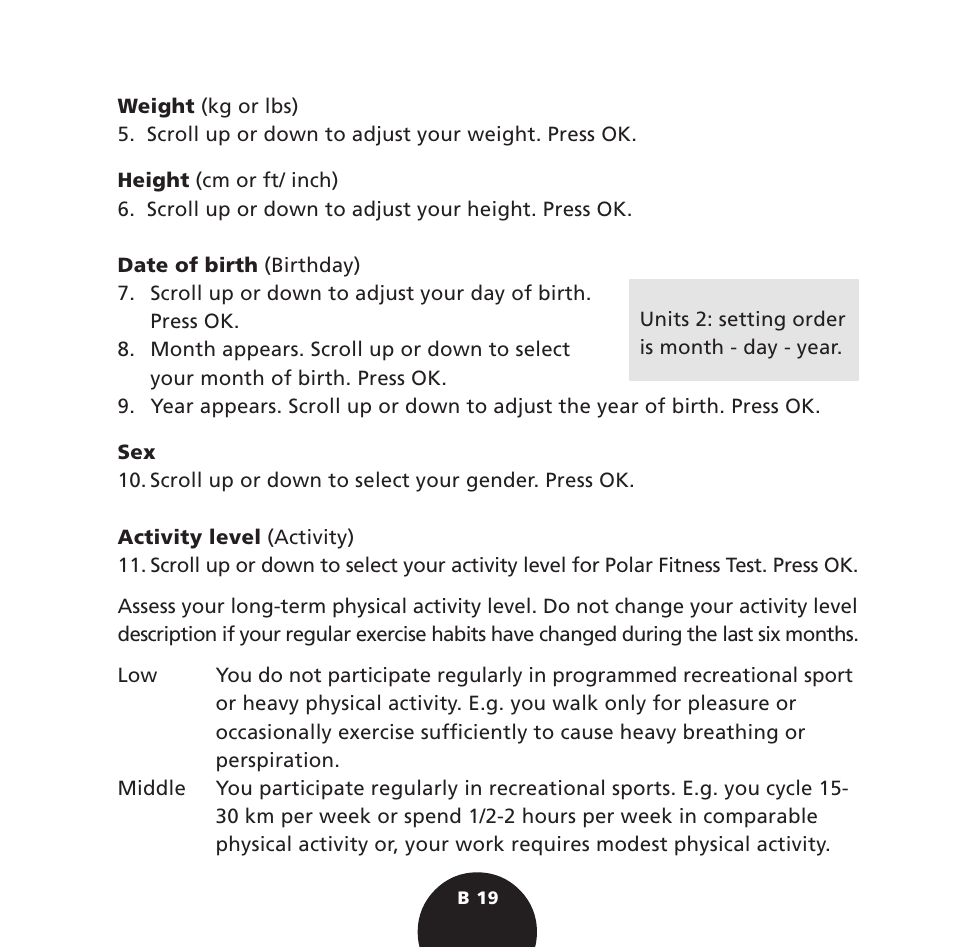 POLAR S725 User Manual | Page 21 / 122