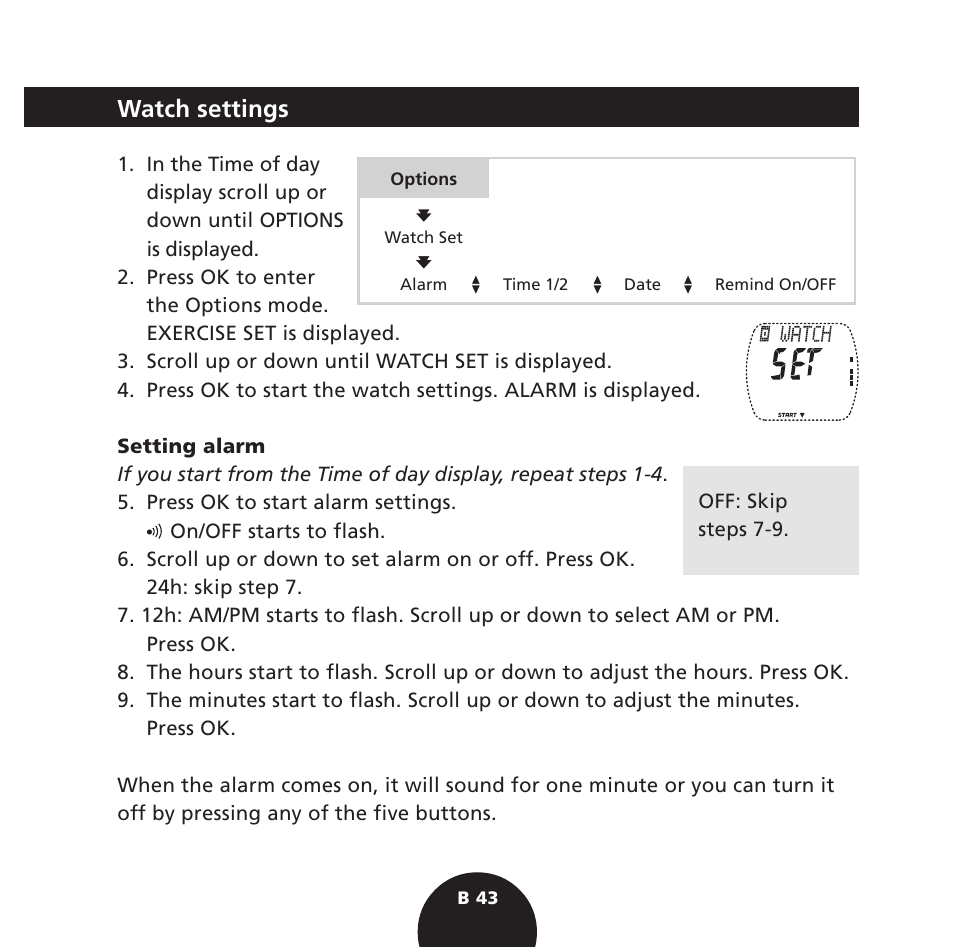 Watch settings | POLAR S725 User Manual | Page 45 / 122