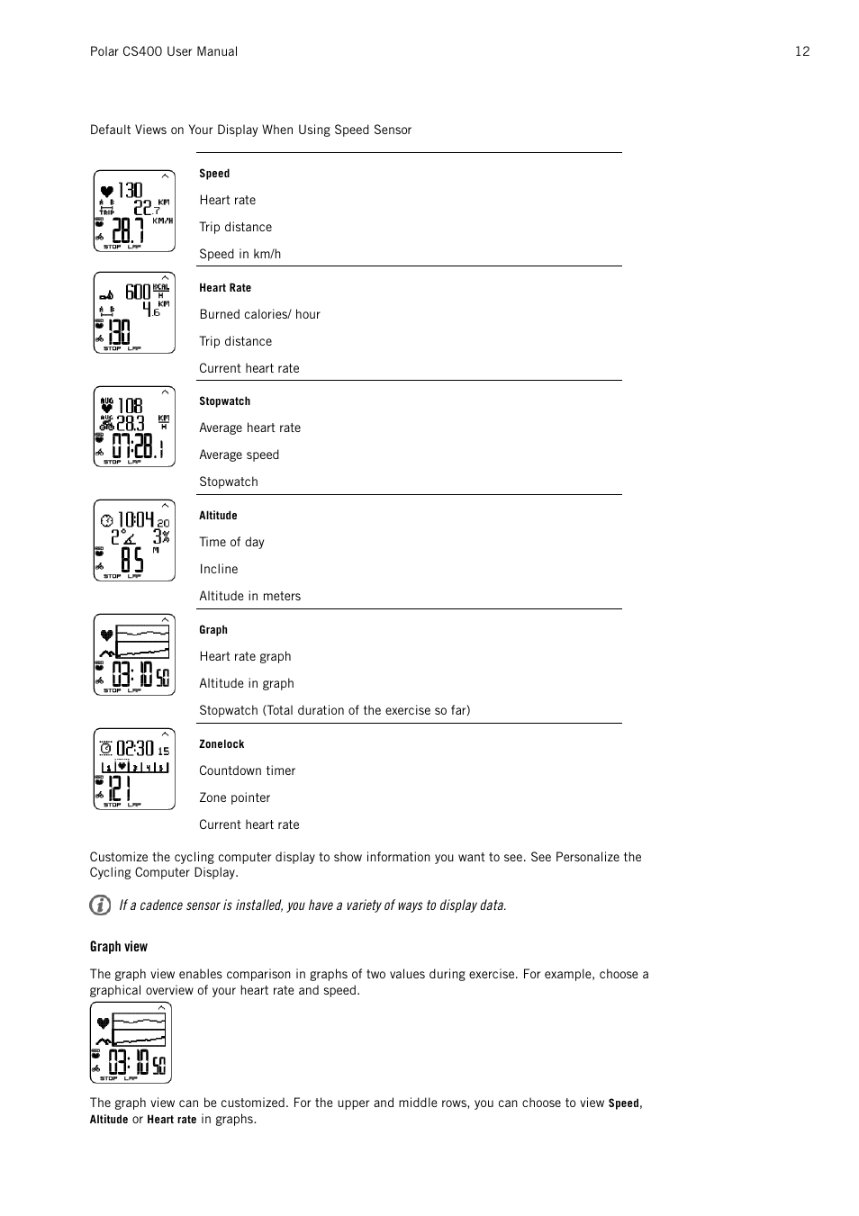 Graph view | POLAR CS400 User Manual | Page 12 / 47