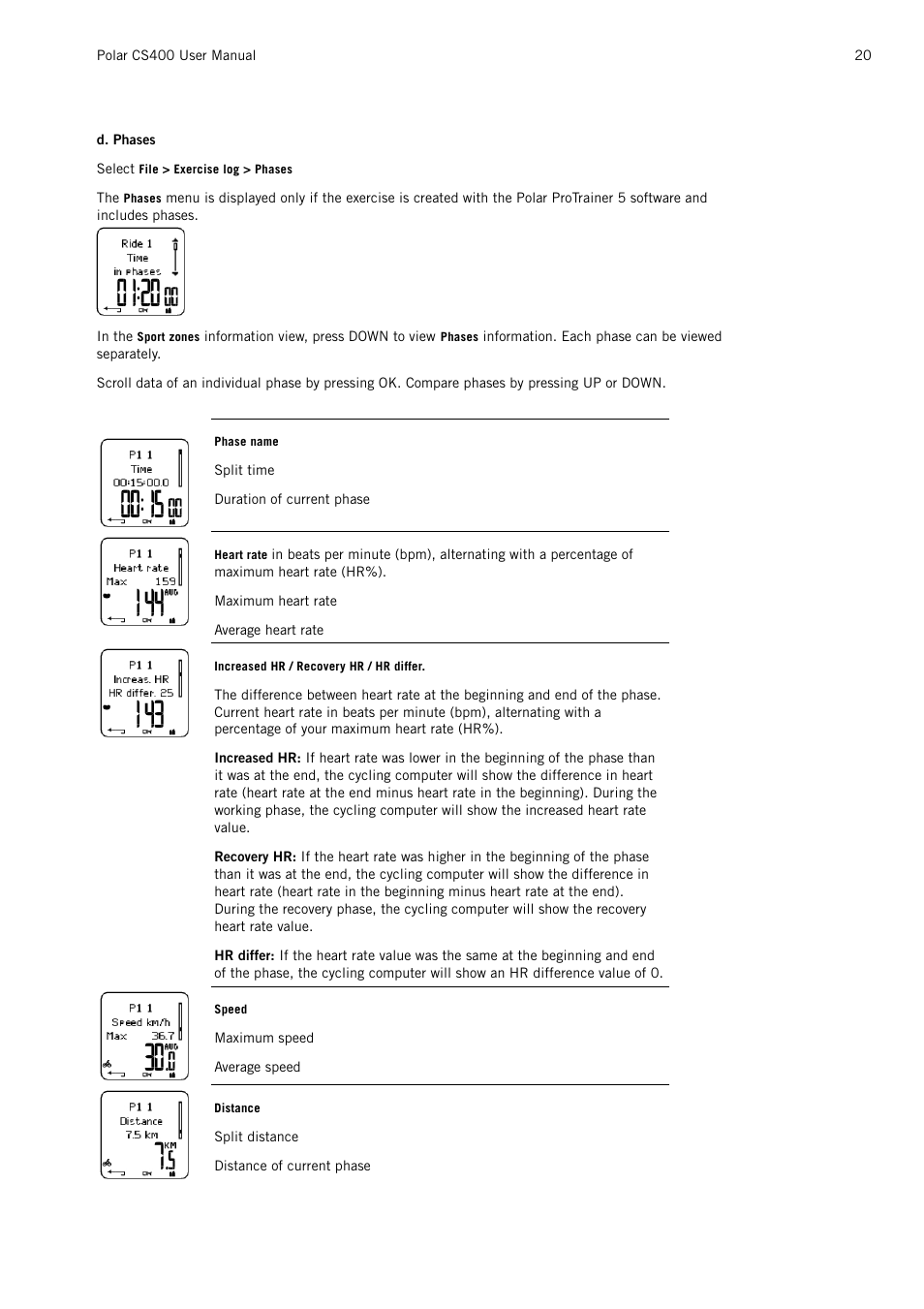 POLAR CS400 User Manual | Page 20 / 47