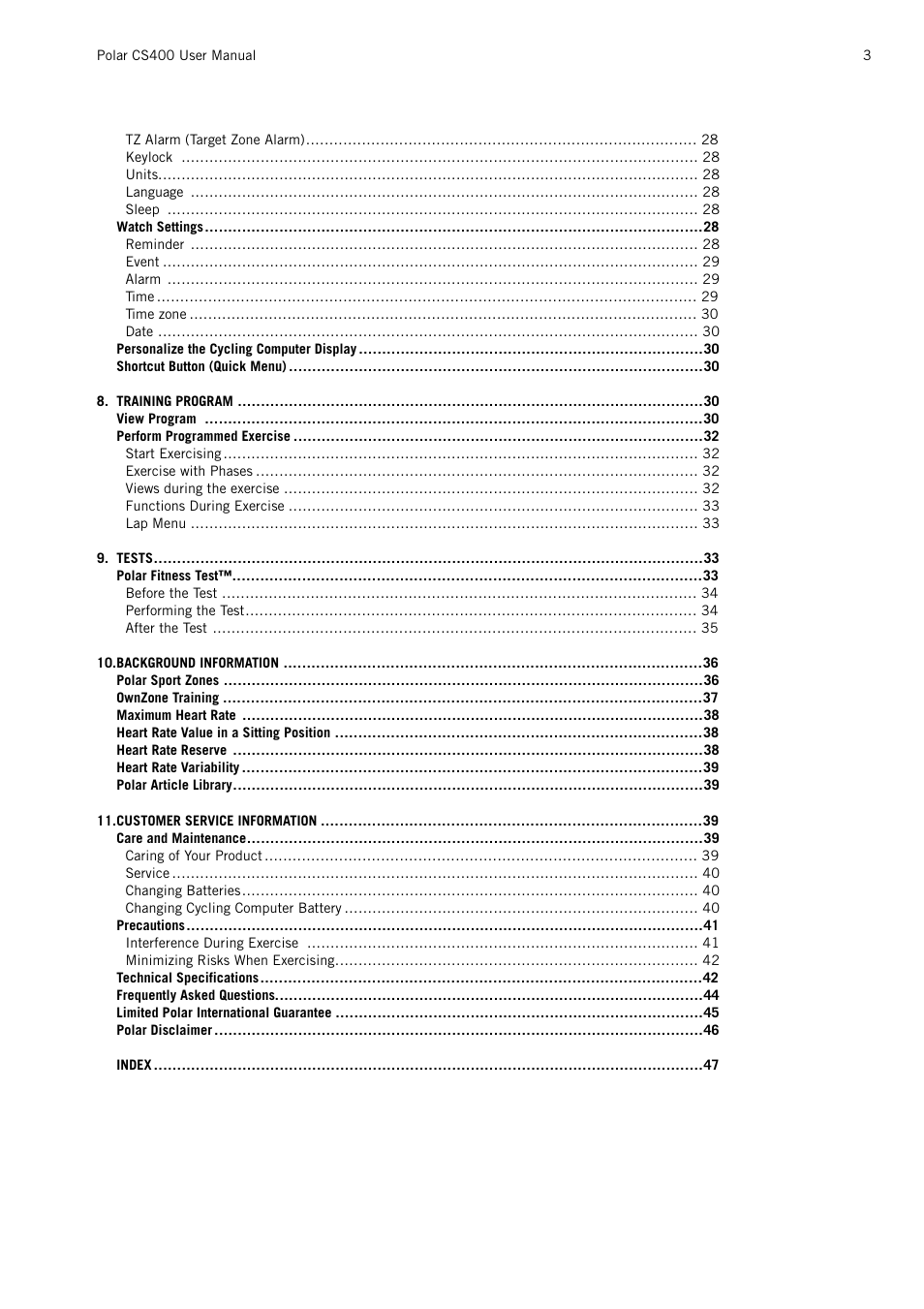 POLAR CS400 User Manual | Page 3 / 47