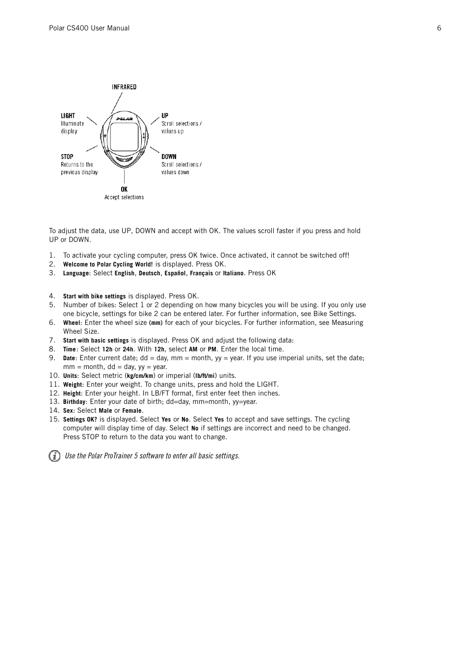 POLAR CS400 User Manual | Page 6 / 47