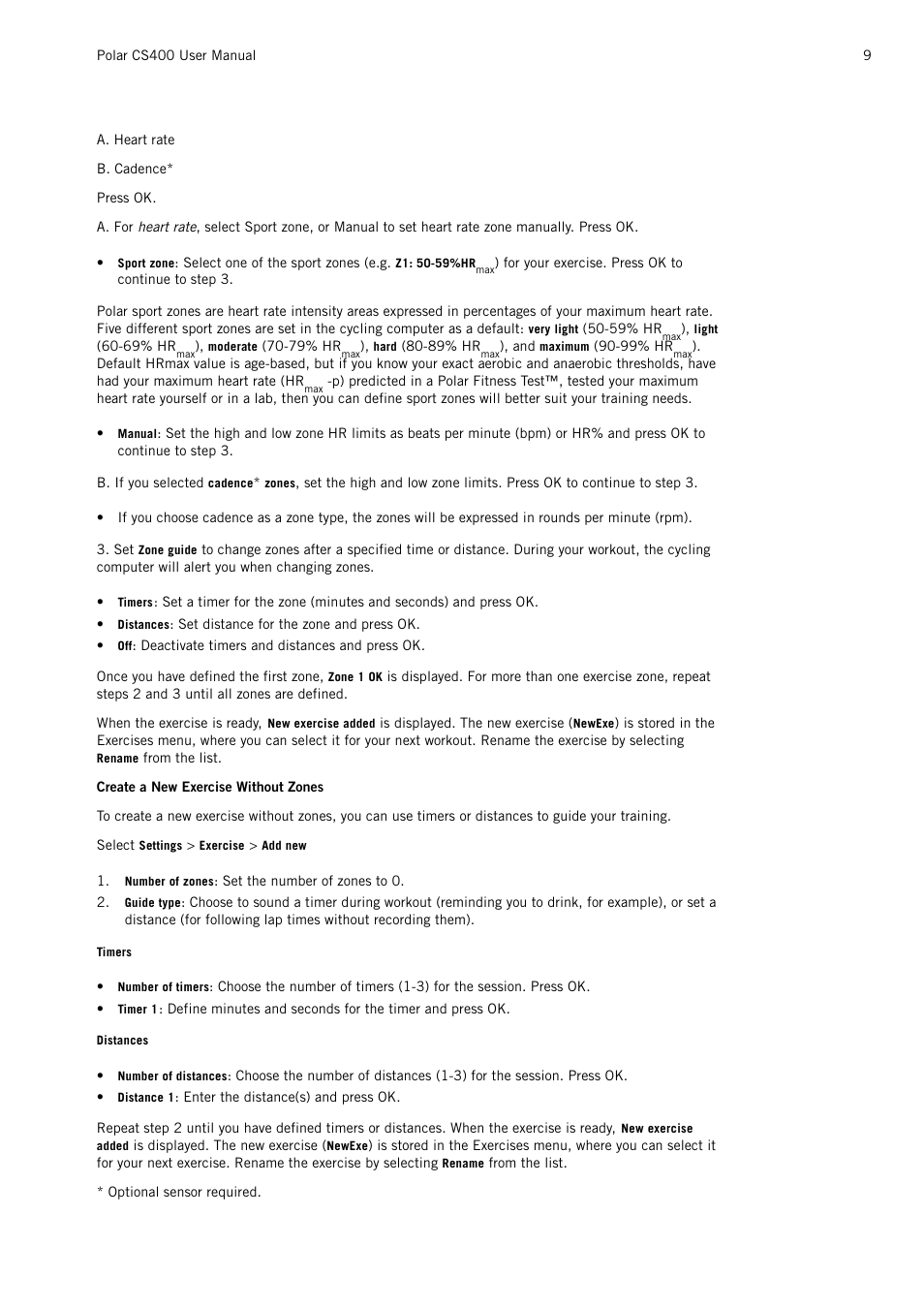 POLAR CS400 User Manual | Page 9 / 47