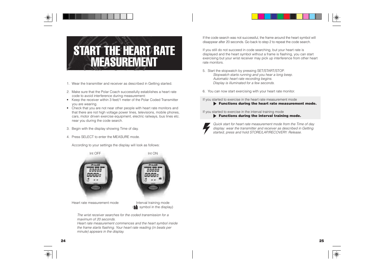 Start the heart rate measurement | POLAR COACH User Manual | Page 14 / 32