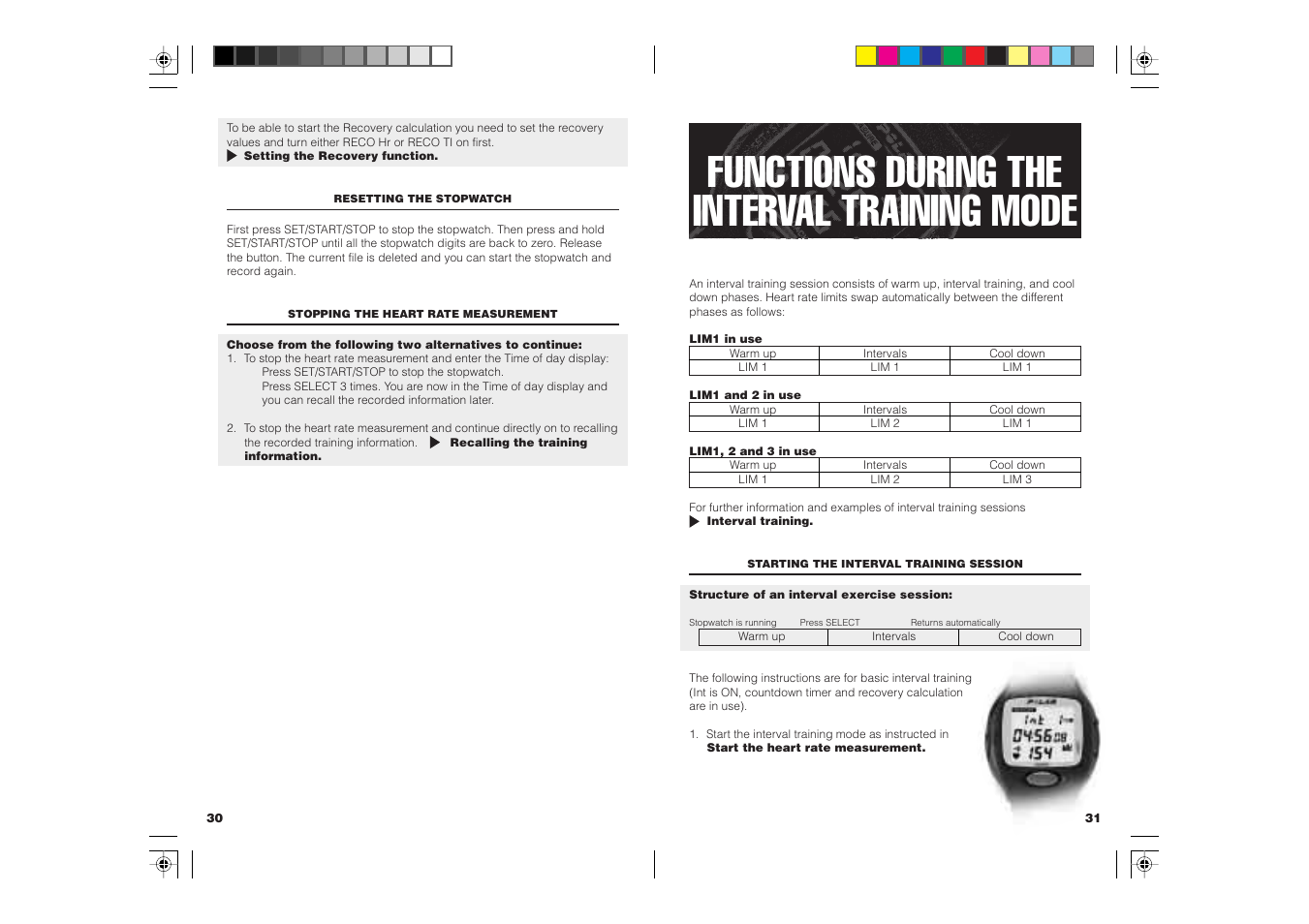 Functions during the interval training mode | POLAR COACH User Manual | Page 17 / 32