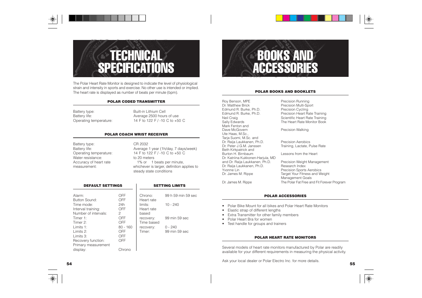 Books and accessories, Technical specifications | POLAR COACH User Manual | Page 29 / 32