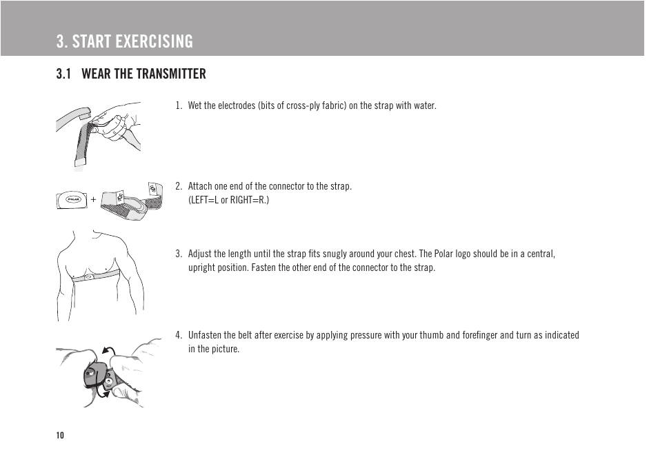 Start exercising | POLAR CS300 User Manual | Page 11 / 46