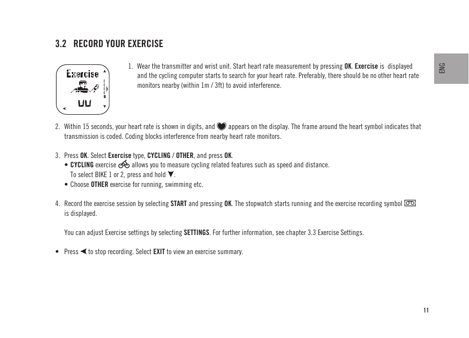 2 record your exercise | POLAR CS300 User Manual | Page 12 / 46