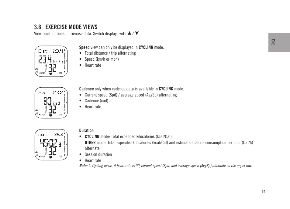 6 exercise mode views | POLAR CS300 User Manual | Page 20 / 46