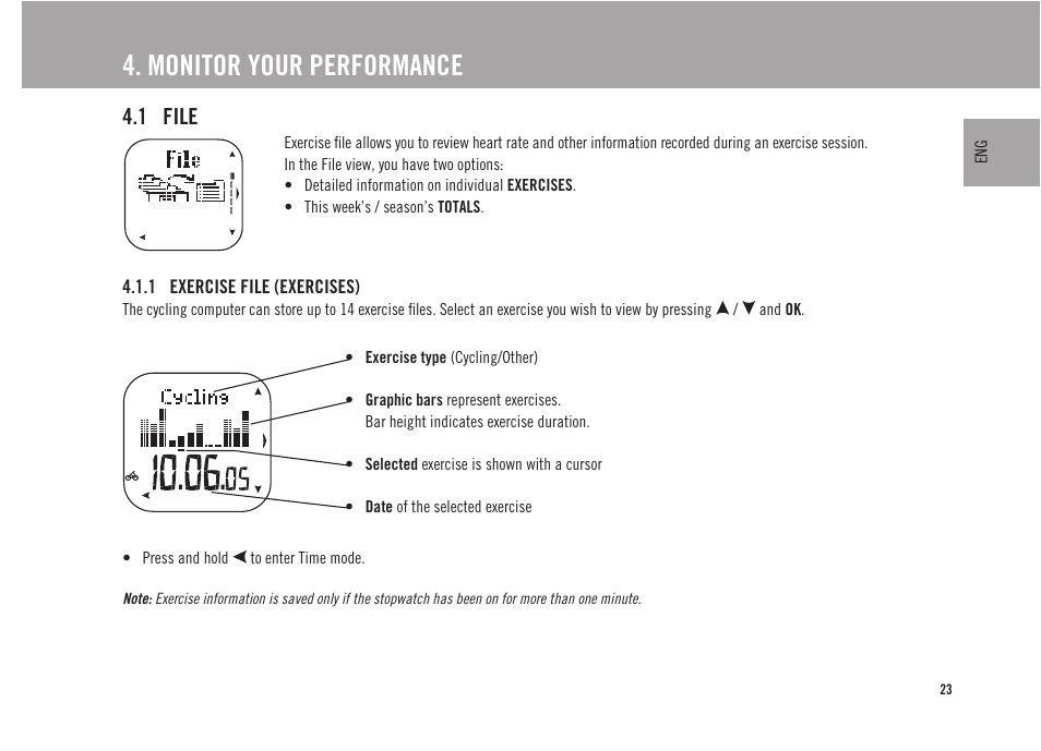 Monitor your performance, 1 file | POLAR CS300 User Manual | Page 24 / 46