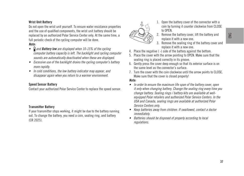 POLAR CS300 User Manual | Page 38 / 46