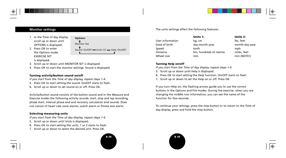 Monitor settings | POLAR S510 User Manual | Page 21 / 55