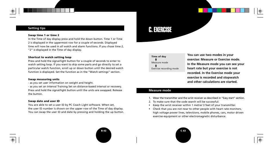 C. exercise | POLAR S510 User Manual | Page 23 / 55