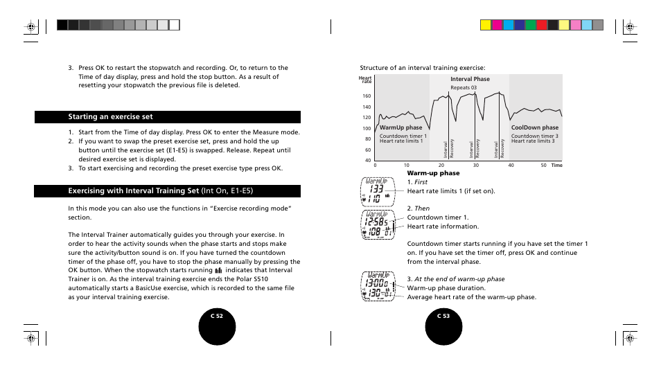 Starting an exercise set | POLAR S510 User Manual | Page 28 / 55
