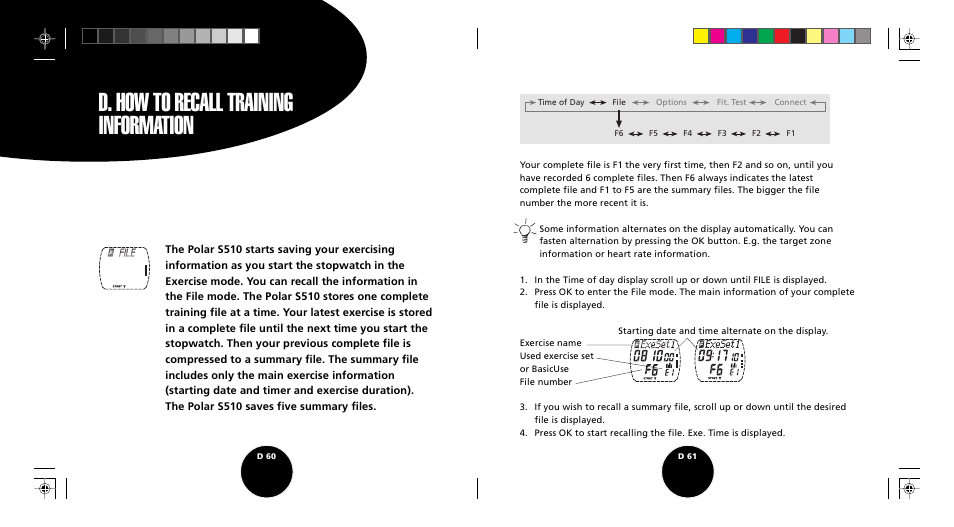 D. how to recall training information | POLAR S510 User Manual | Page 32 / 55