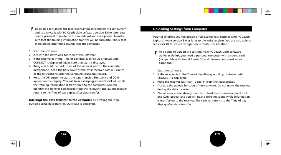 Uploading settings from computer | POLAR S510 User Manual | Page 37 / 55