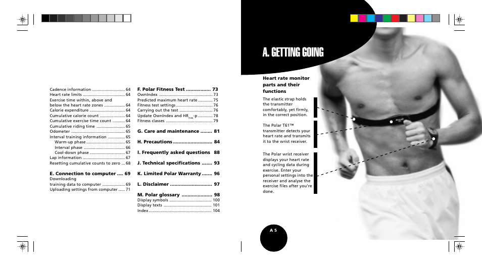 A. getting going | POLAR S510 User Manual | Page 4 / 55