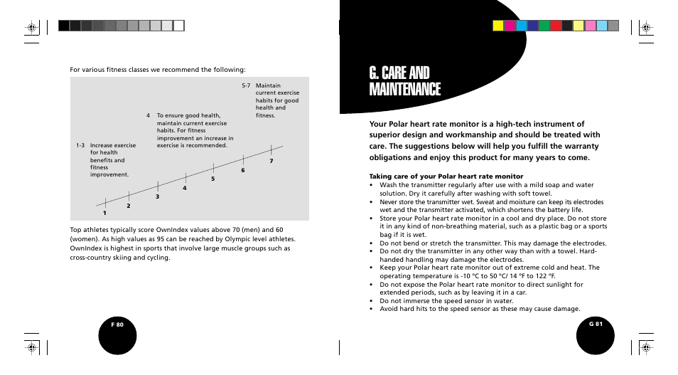 G. care and maintenance | POLAR S510 User Manual | Page 42 / 55