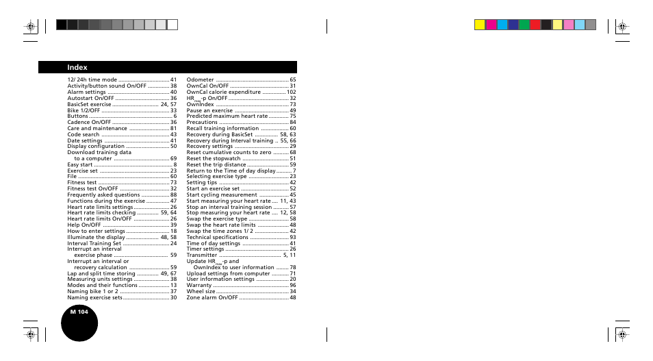 Index | POLAR S510 User Manual | Page 54 / 55