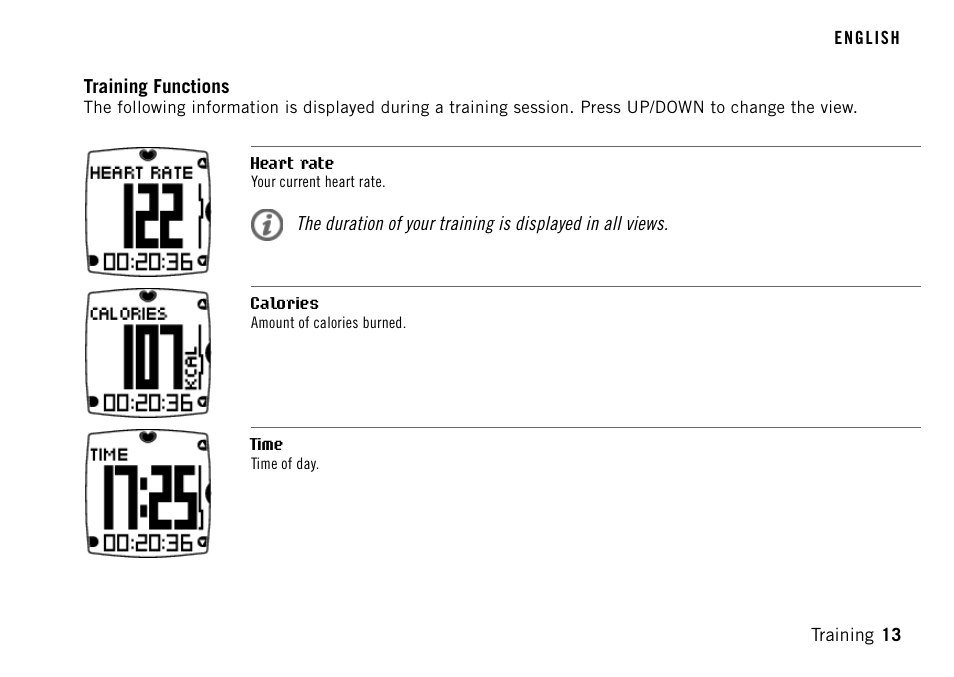 Training functions | POLAR FT40TM User Manual | Page 13 / 38