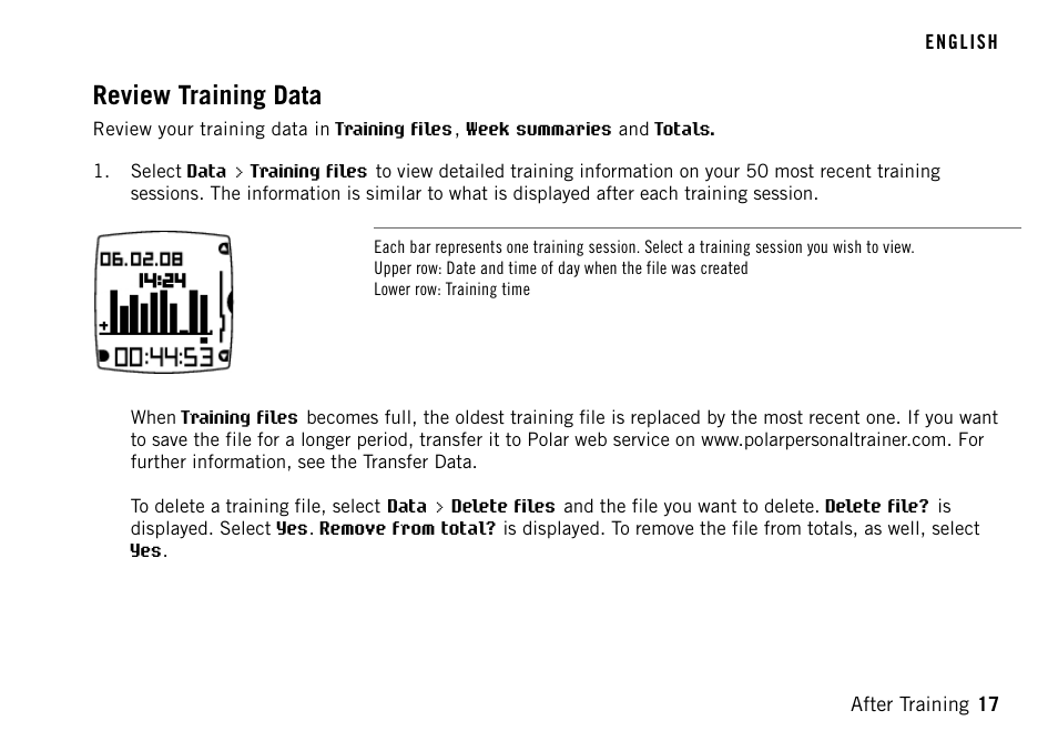 Review training data | POLAR FT40TM User Manual | Page 17 / 38