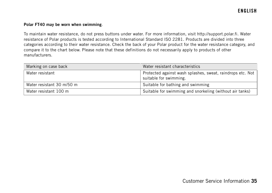 POLAR FT40TM User Manual | Page 35 / 38