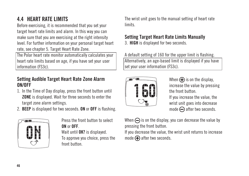 4 heart rate limits | POLAR FS3c User Manual | Page 17 / 26