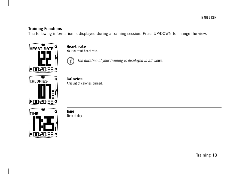 Training functions | POLAR FT40 User Manual | Page 14 / 38