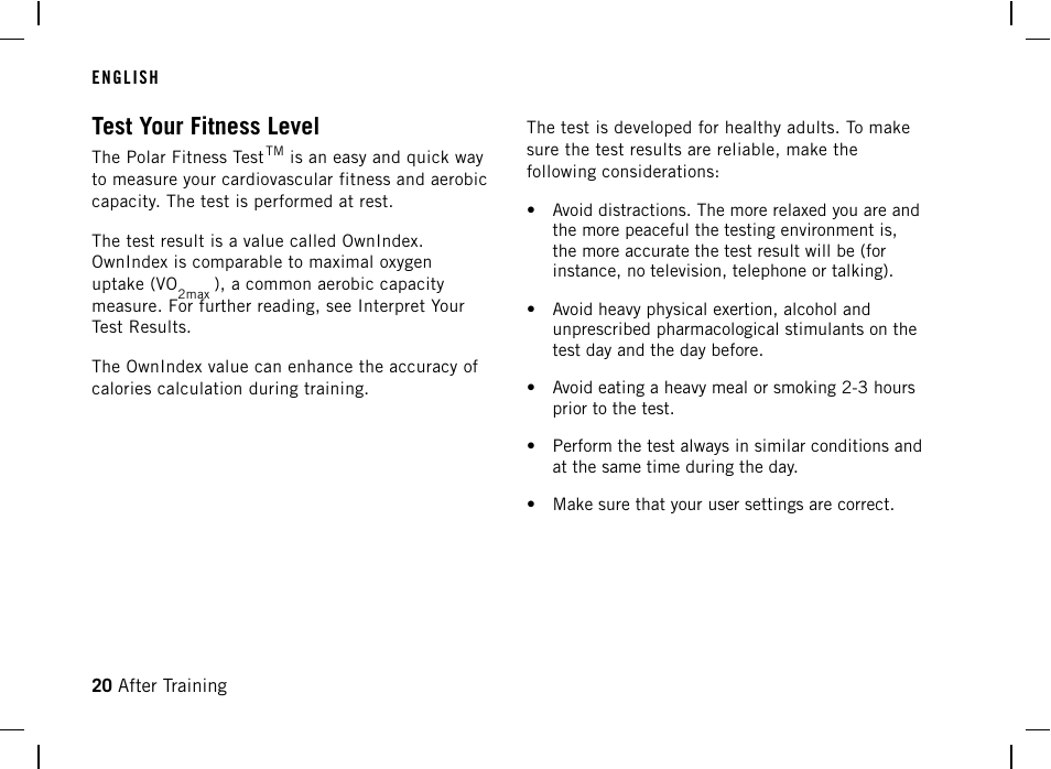 Test your fitness level | POLAR FT40 User Manual | Page 21 / 38