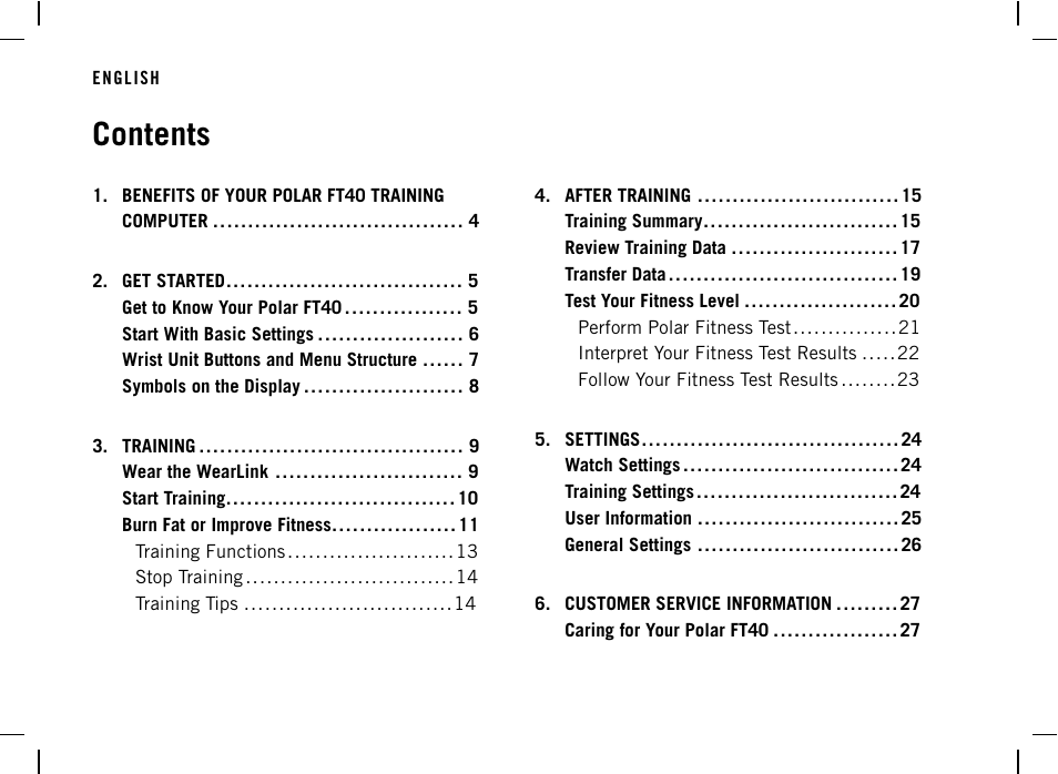 POLAR FT40 User Manual | Page 3 / 38