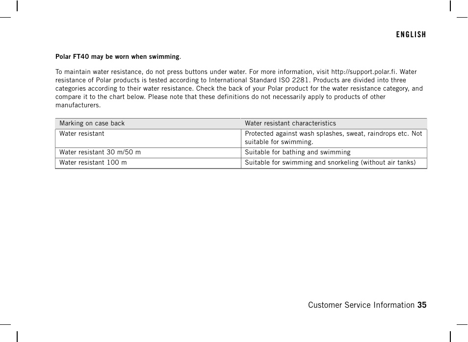 POLAR FT40 User Manual | Page 36 / 38