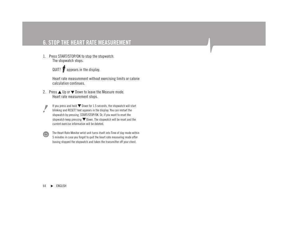Stop the heart rate measurement | POLAR F92tiTM User Manual | Page 23 / 40